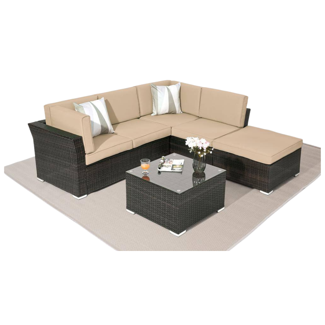 4-Piece Sonkuki Patio Rattan Wicker Outdoor Conversation Sofa Set