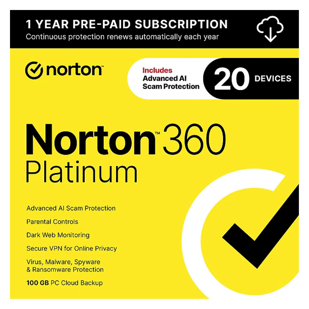 Norton 360 Platinum Antivirus Software For 20 Devices [Digital Download]
