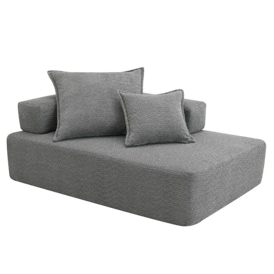 Qualler 56" Square Arm Boucle Fabric Square Compressed Sofa Couch