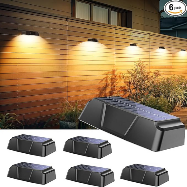 6-Pack Brightown Waterproof 7 RGB Color Solar Fence Lights