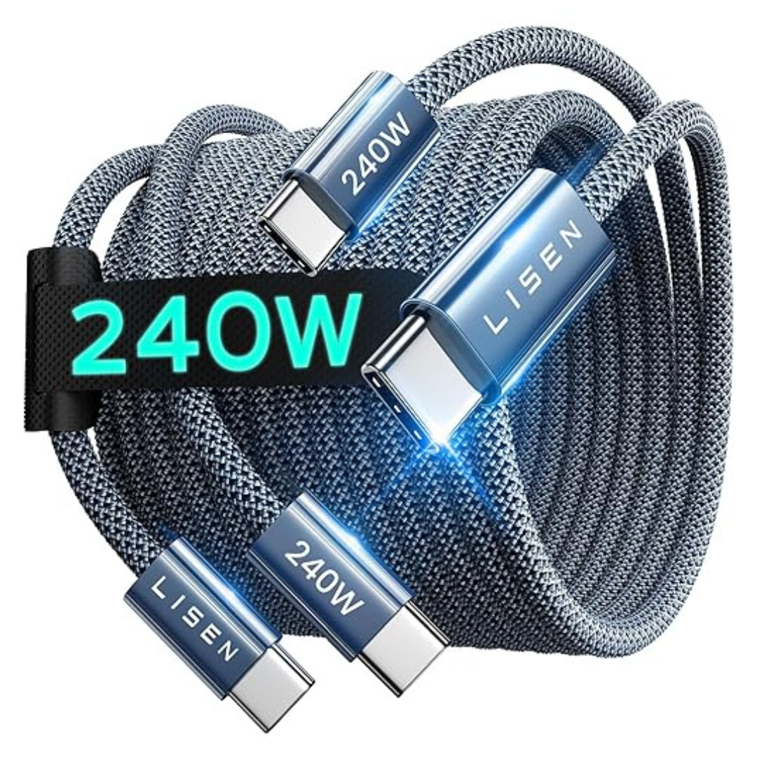2-Pack 6.6ft LISEN 240W USB-C to USB-C Charging Cables
