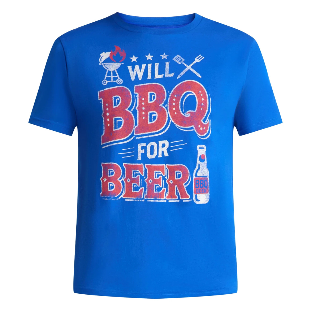 Way to Celebrate Men's "Will BBQ For Beer" Graphic Tee (Select Sizes)