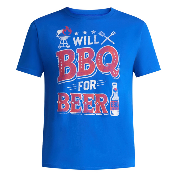 Way to Celebrate Men's "Will BBQ For Beer" Graphic Tee (Select Sizes)