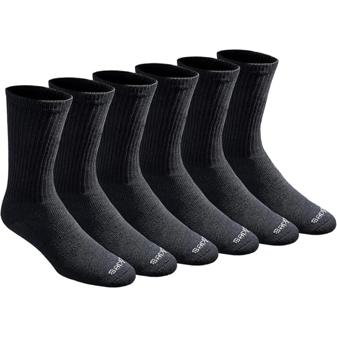 6-Pairs Dickies Men's Dri-Tech Moisture Control Crew Socks (Large, Black)