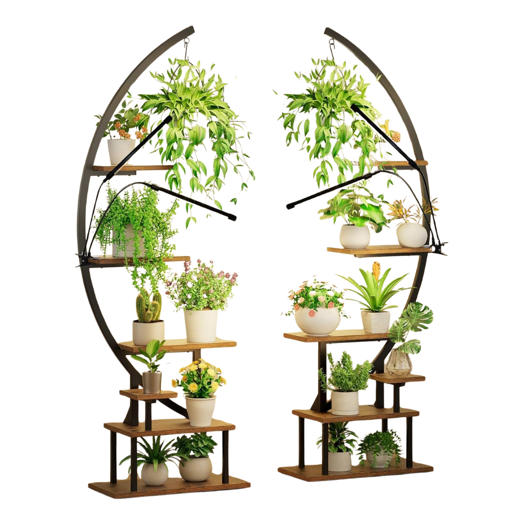 2-Pack Greenstell 7-Tier Plant Stand with Grow Light