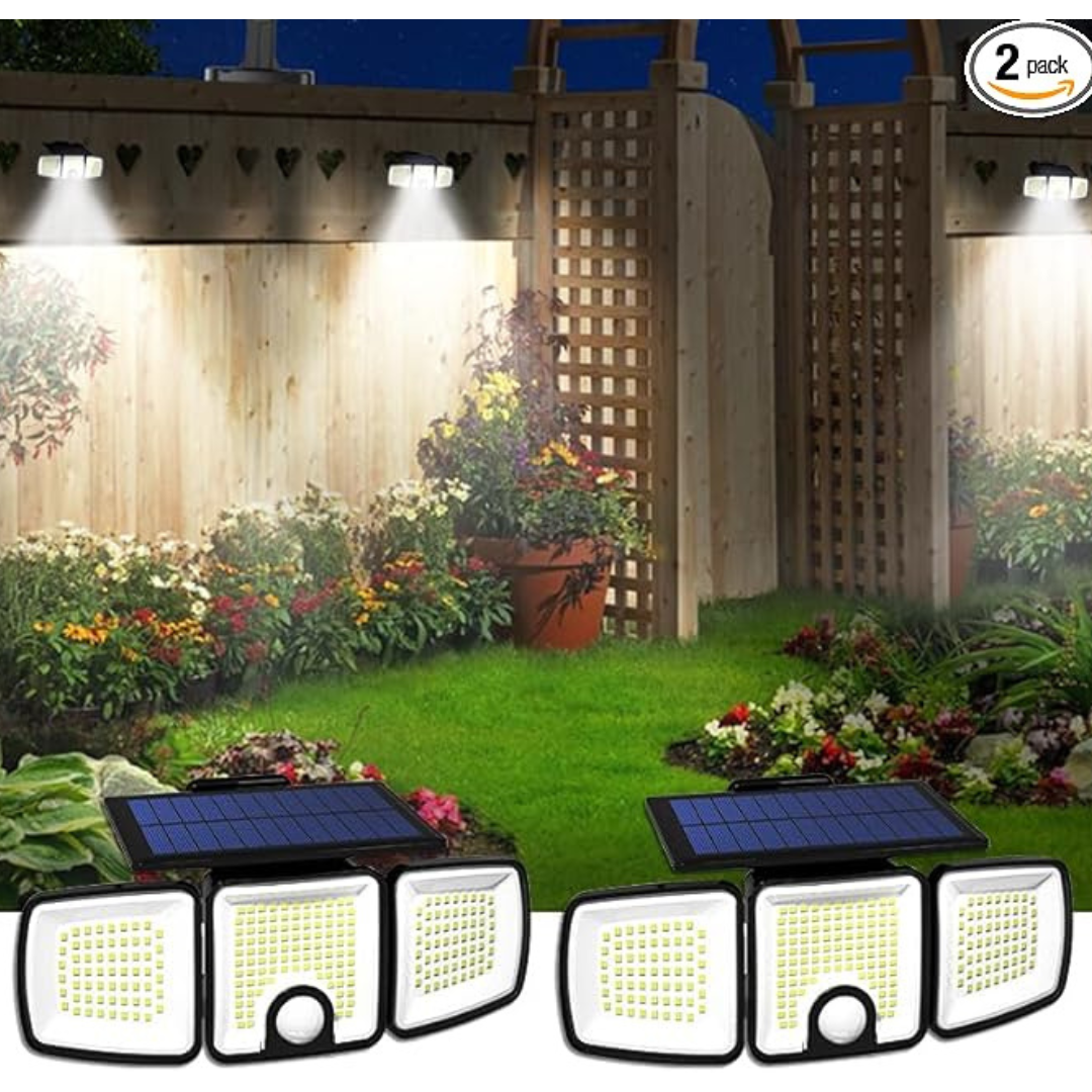 2 Pack IP65 223 LED Solar Lights with Motion Sensor