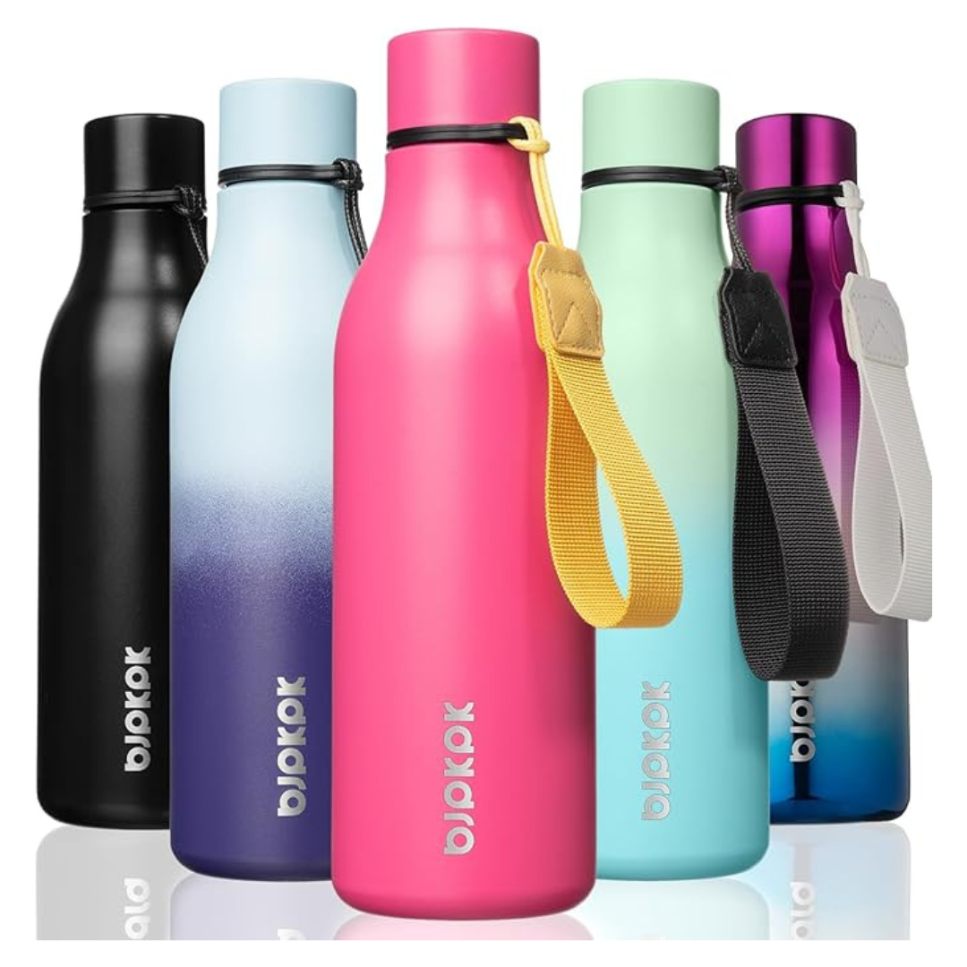 18-Oz Stainless Steel Metal Insulated Reusable Water Bottles w/ Strap