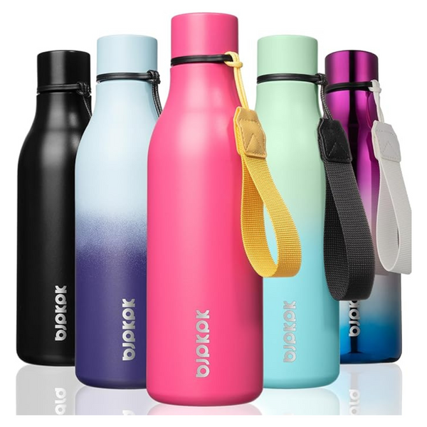 18-Oz Stainless Steel Metal Insulated Reusable Water Bottles w/ Strap