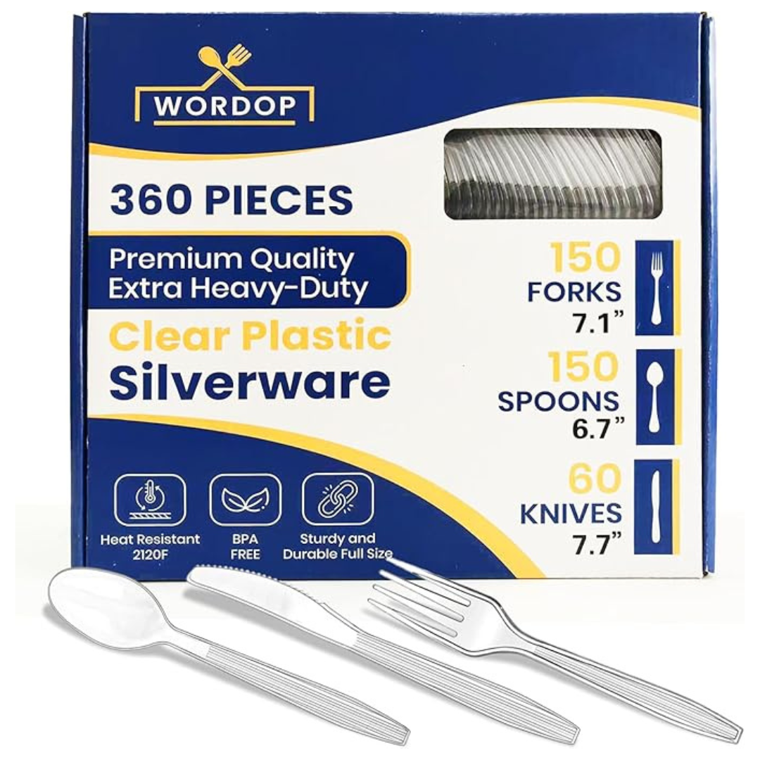 360-Count Assorted Extra Heavy Clear Plastic Cutlery Set