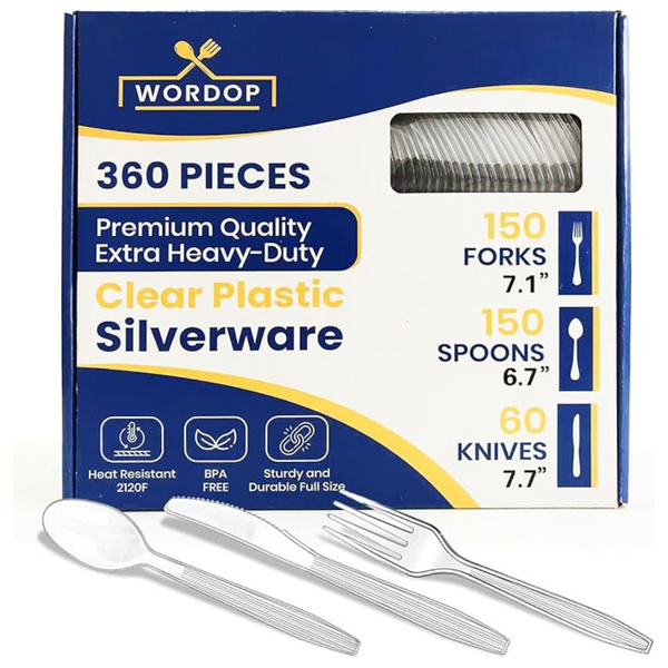 360-Count Assorted Extra Heavy Clear Plastic Cutlery Set