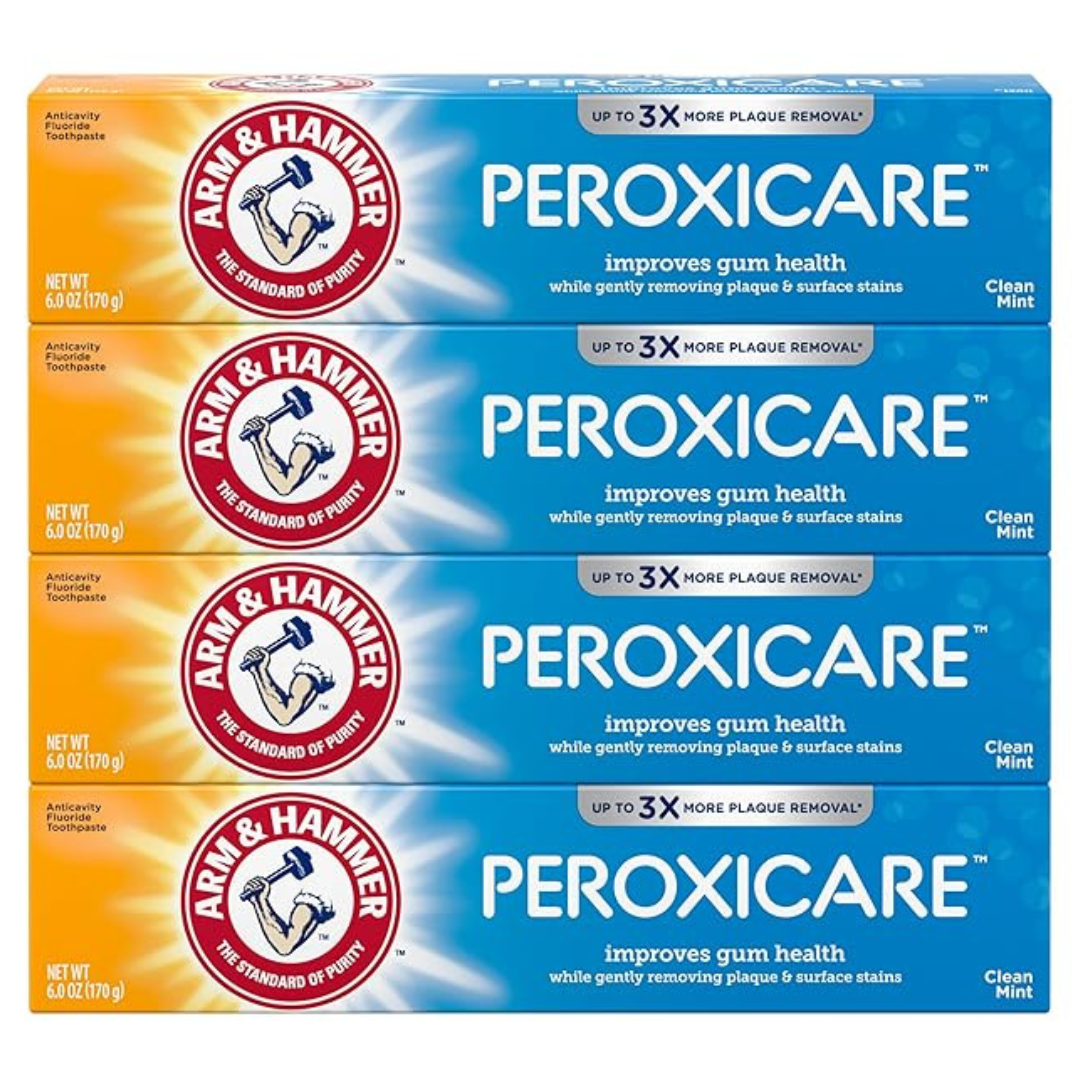 ARM & HAMMER Peroxicare Toothpaste For Gum Health, Baking Soda Toothpaste, Clean Mint (6.0 Oz, Pack Of 4)