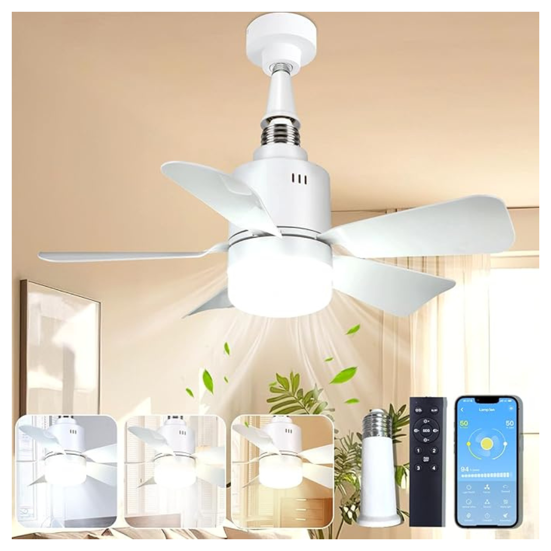 1200 Lumens Light Socket Fan With Remote