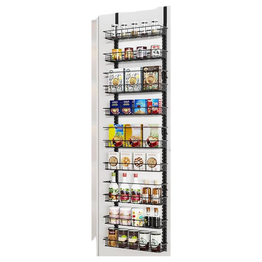 Churboro Over the Door Pantry Organizer Rack With 9 Baskets