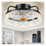 13" Flush Mount Low Profile Ceiling Light Fan With Remote/APP
