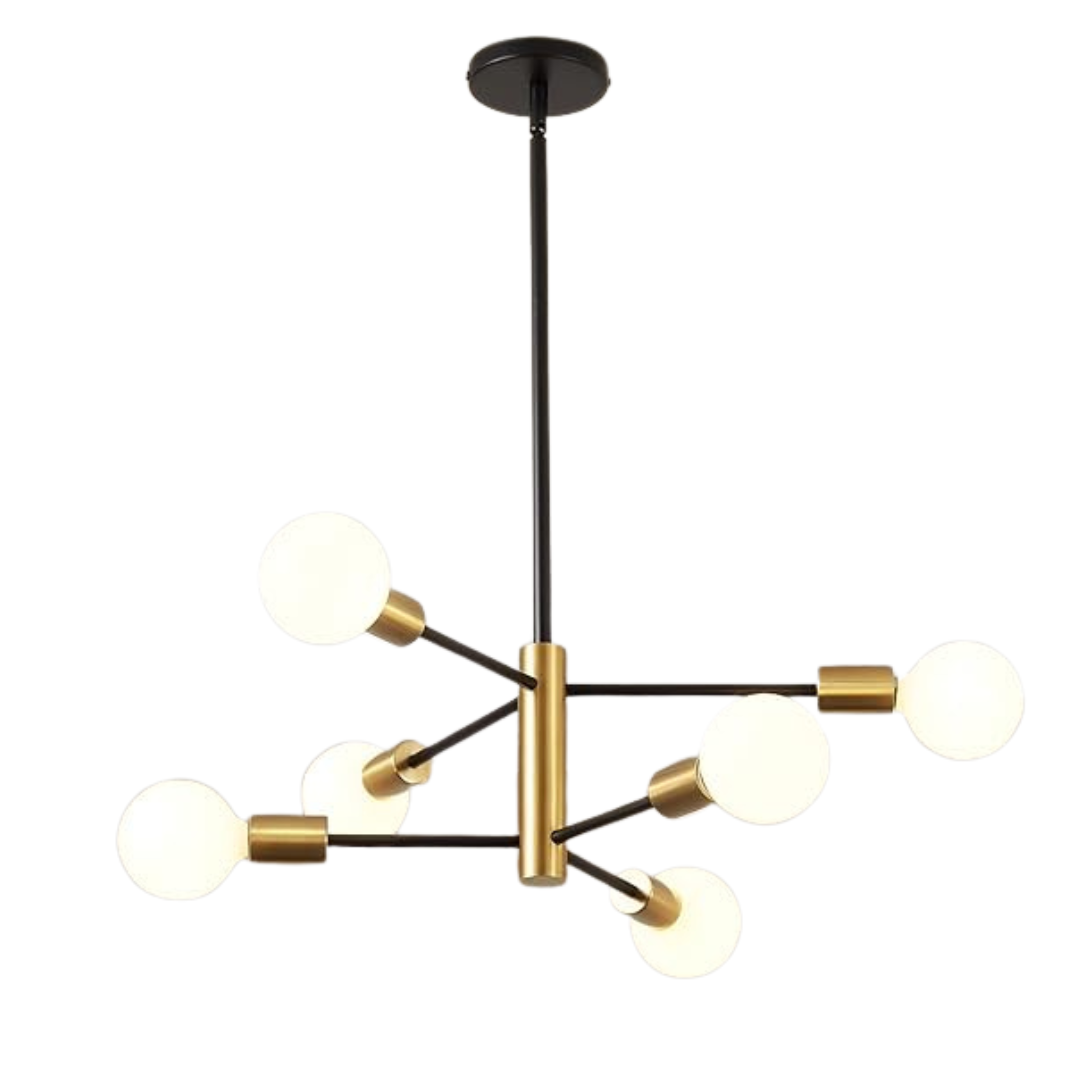 6-Light Sputnik Chandeliers Mid Century Chandeliers