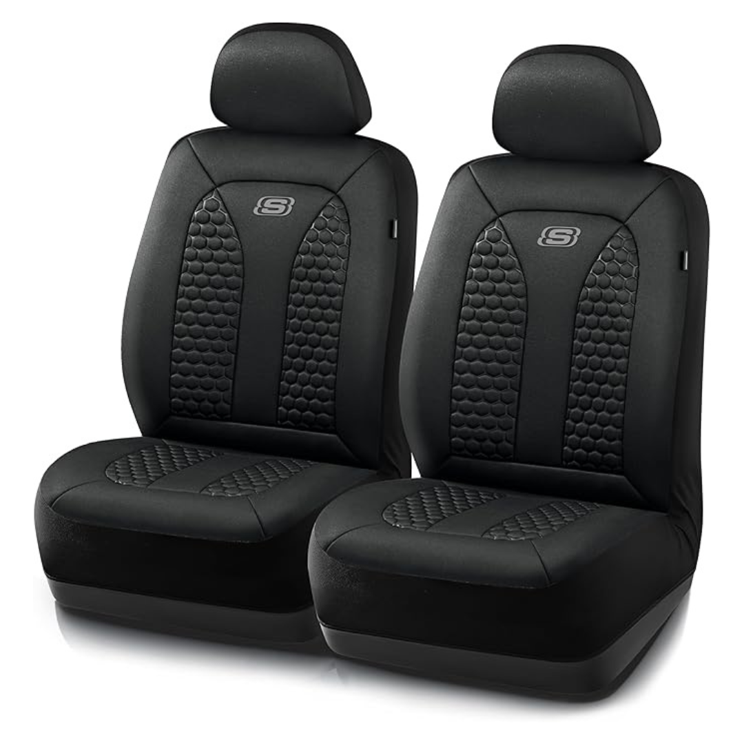Black Two Front Car Seat Covers Airbag Compatible