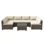 7-Piece Joyside Brown Wicker Outdoor Patio Sectional Set