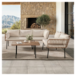 4-Piece Wicker Patio Furniture Set With Cushions & Table