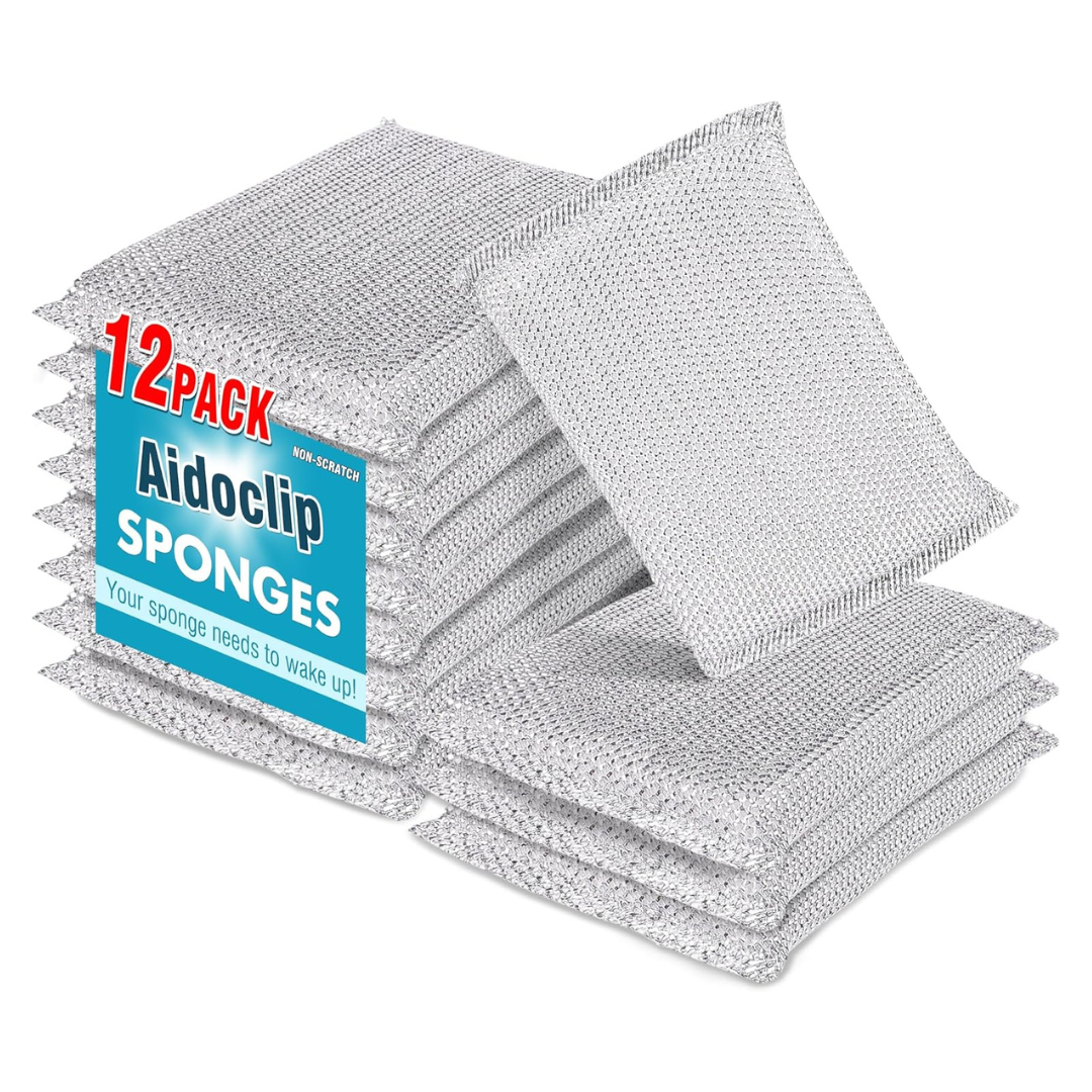 12-Pack Steel Kitchen Scrubbing Sponges