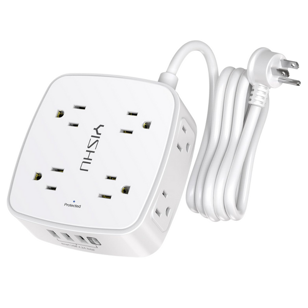 6ft Surge Protector Power Strip With 8-Outlets & 4-USB Ports