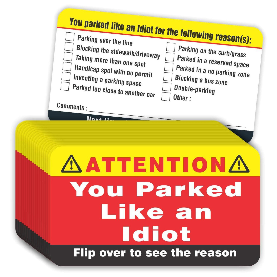 100-Pack 3.5"x2" PARTH iMPEX You Parked Like An Idiot Business Cards