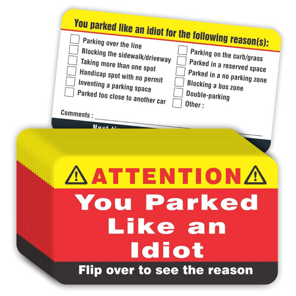 100-Pack 3.5"x2" PARTH iMPEX You Parked Like An Idiot Business Cards