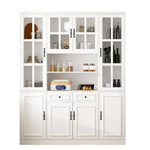 White Wood 63" W Buffet And Hutch Kitchen Cabinet