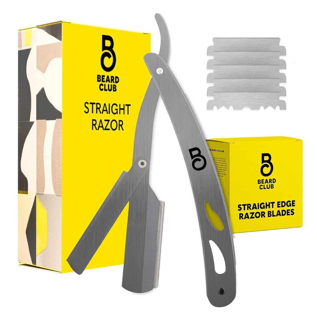 The Beard Club Straight Razor With 5 Replaceable Stainless Steel Blades