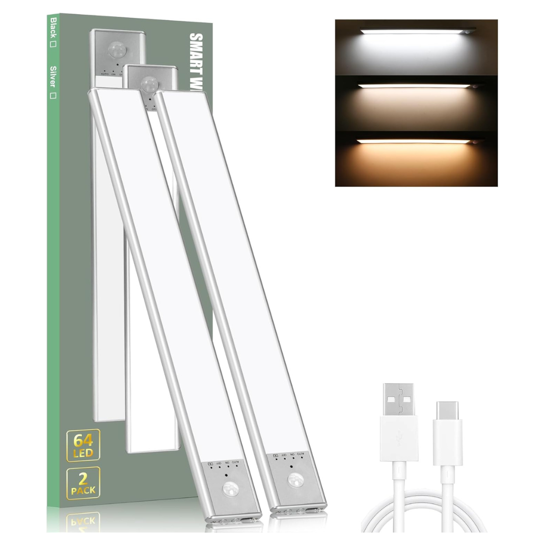 2-Pack 2000mAh Rechargeable Under Cabinet Light