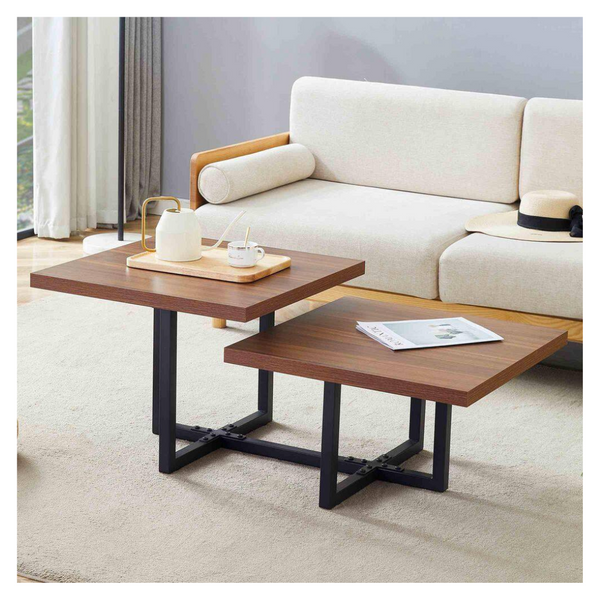 Polibi 45.2" Walnut Rectangle MDF Coffee Table