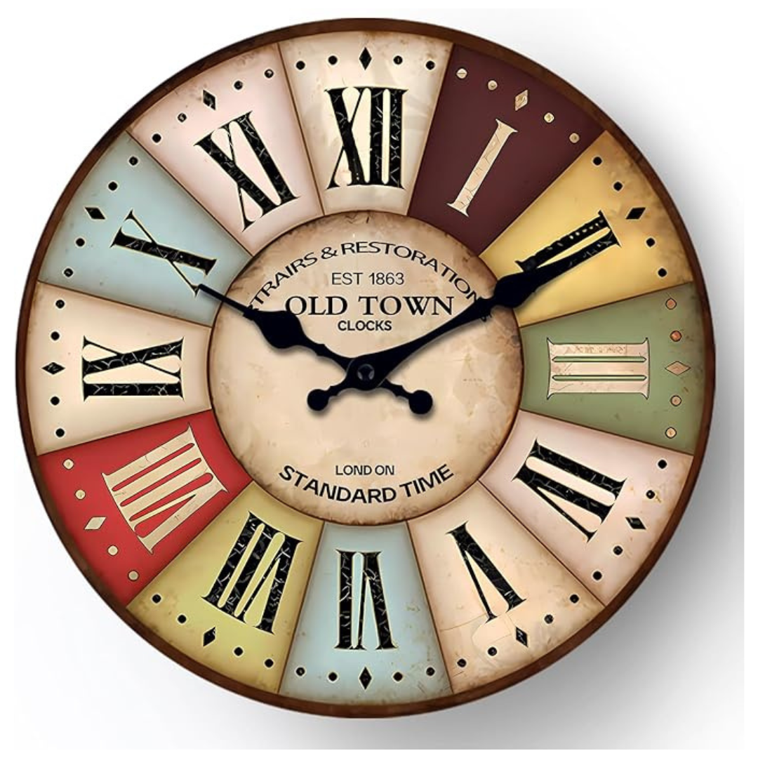 12" Funsec Silent Old Town Vintage Wall Clock