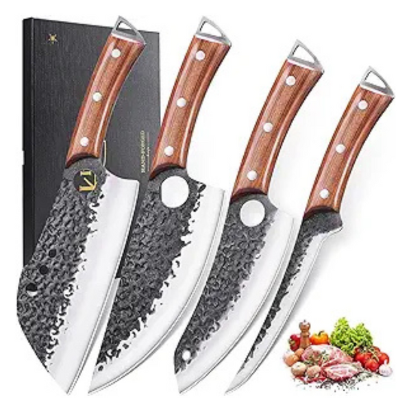 Kitnats 4-Piece Butcher Serbian Chef Knife Set
