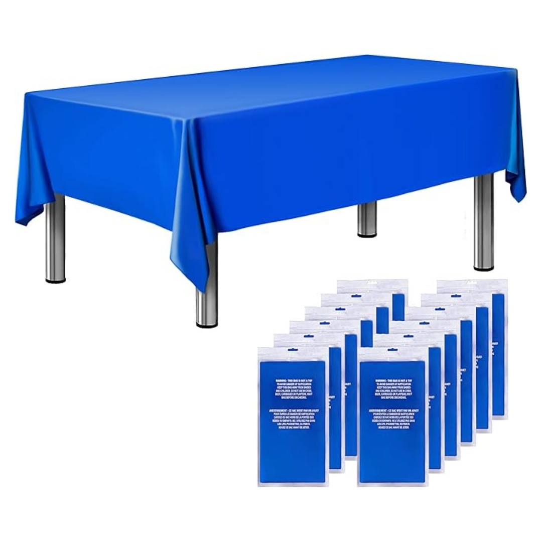 12-Pack 108" x 54" Royal Blue Disposable Plastic Tablecloths (Various)