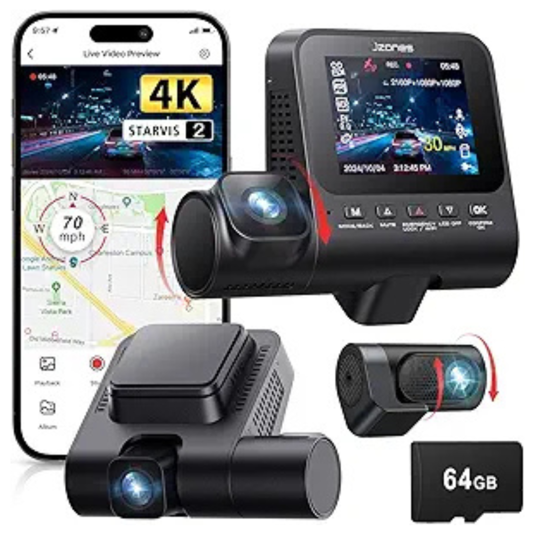 Front & Rear 4K+1080P+1080P 3 Channel Dash Camera