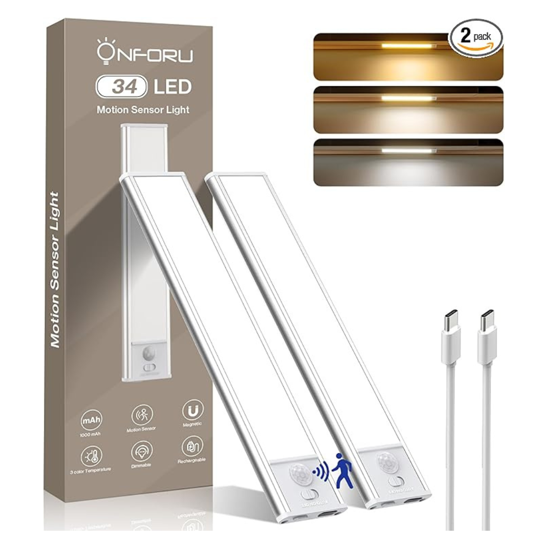 2-Pack 1000mAh 34 LED Under Cabinet Light