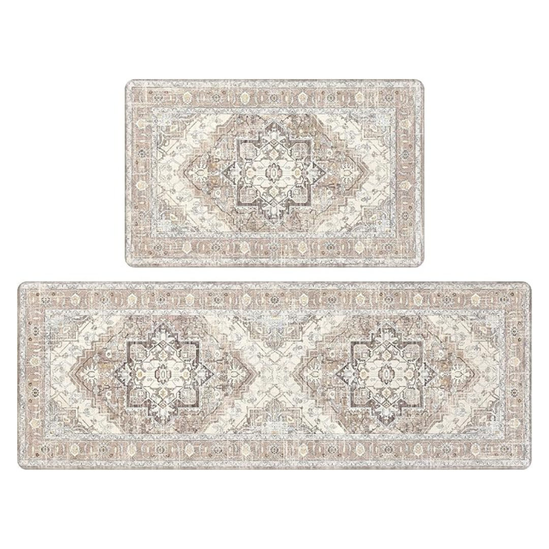 Set Of 2 Non Slip Cushioned Kitchen Floor Mats (3-Colors)