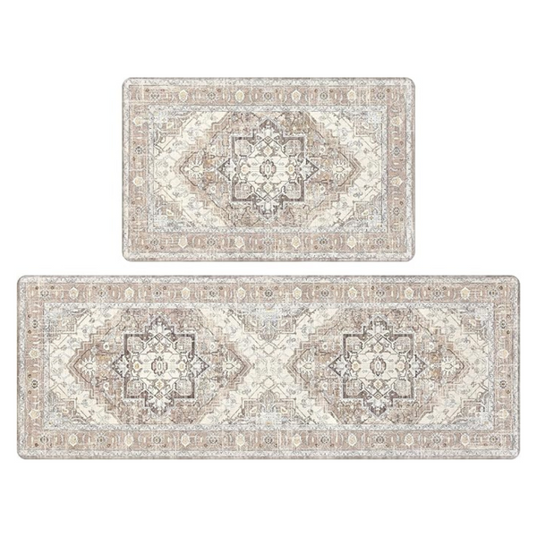 Set Of 2 Non Slip Cushioned Kitchen Floor Mats (3-Colors)