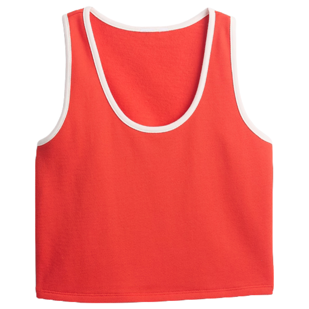 Gap Factory Women's Recycled Cropped Pique Tank Top (Poster Red)