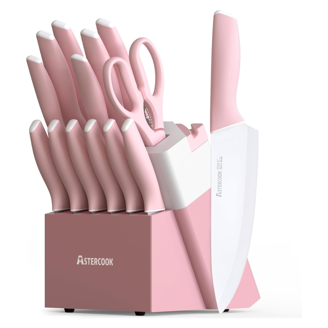 15-Piece Sharp Blade Dishwasher Safe Knives Set With Block