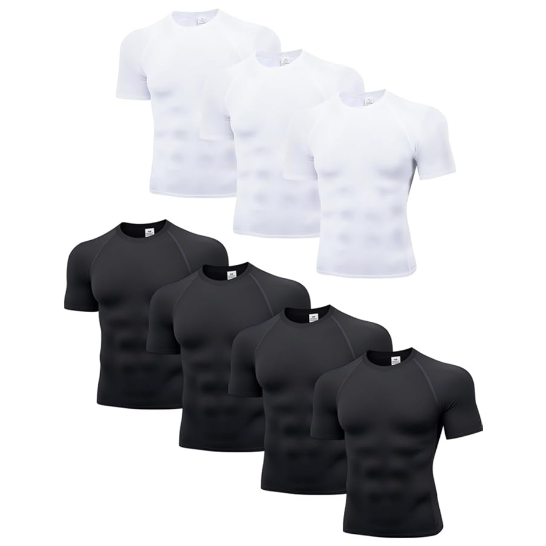 7-Pack Cyper Sun Men's Short Sleeve Compression Shirts
