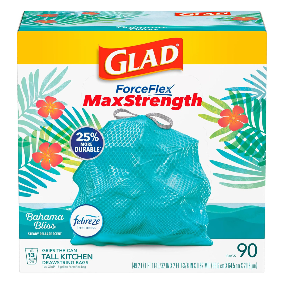 90-Count 13-Gallon Glad ForceFlex MaxStrength Kitchen Trash Bags