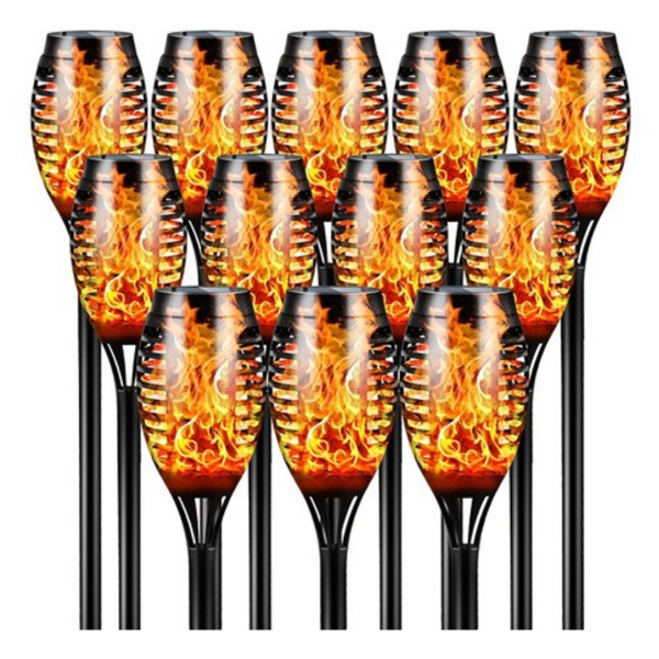 12-Pack Kyekio Waterproof Solar Torch Light w/ Flickering Flame