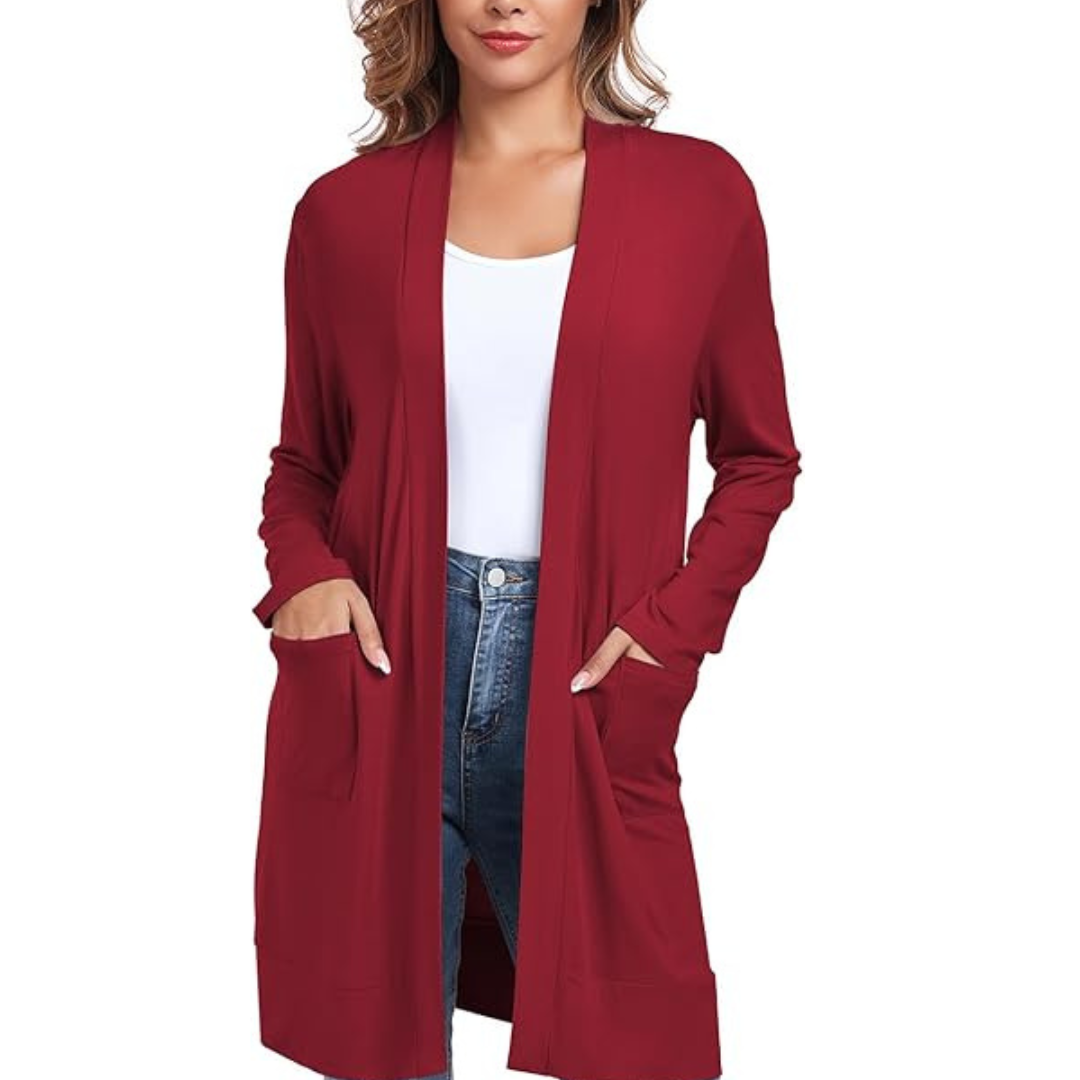 Women's Lightweight Open Front Cardigan with Pockets