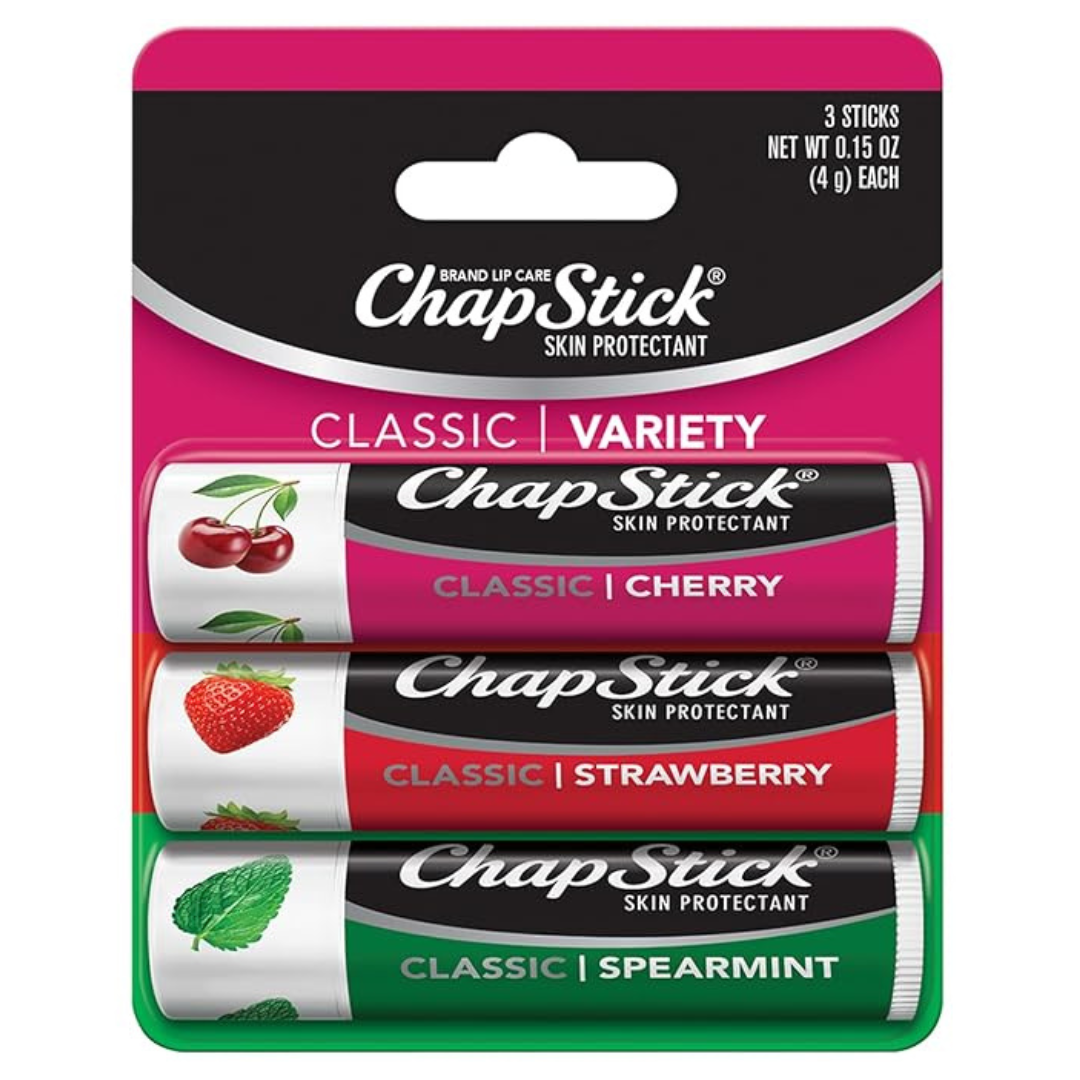 3-Pack 0.15 oz ChapStick Classic Collection Lip Care Balm Set