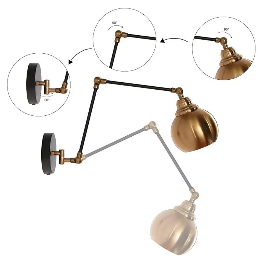 Black Gold Modern Swing Arm Wall Sconce