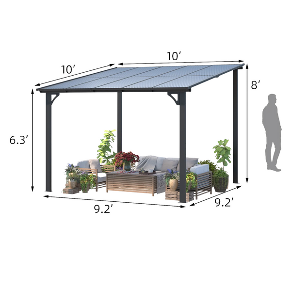 10' x 10' Aluminum Hardtop Patio Pergola