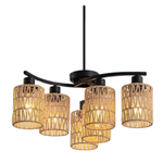 OTeedo 6-Light Boho Rattan Wicker Farmhouse Chandelier