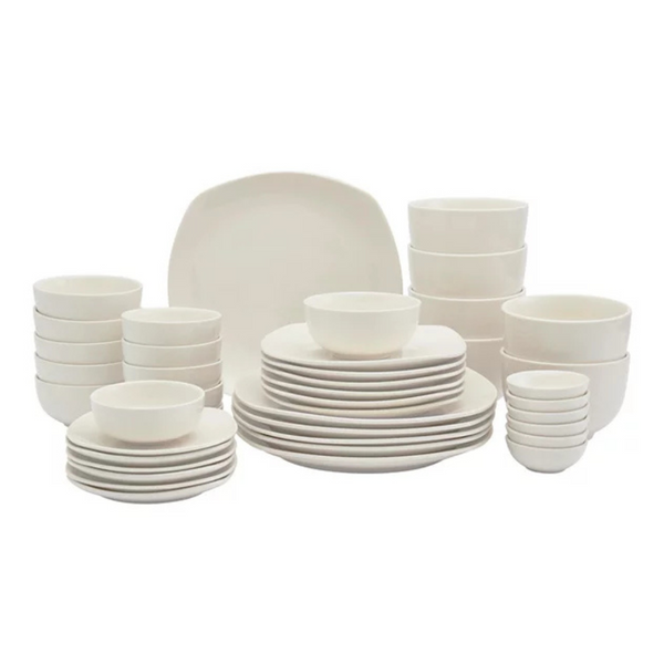 42-Piece Tabletops Unlimited Whiteware Soft Square Dinnerware Set