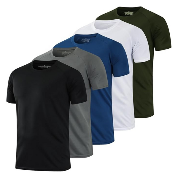 5-Pack Men's Dry Fit Wicking Athletic Breathable Shirt
