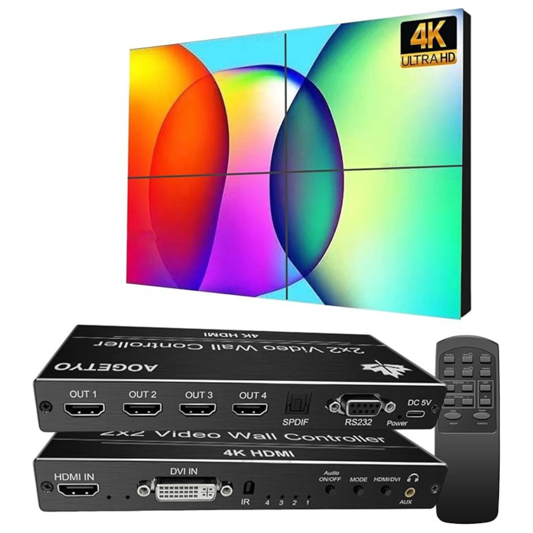 HDMI & DVI 4K Input Makes 4 TV Screens Video Wall Controller